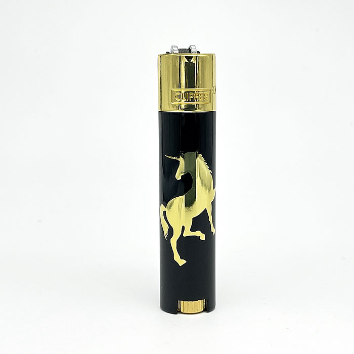 Clipper Feuerzeug Metall Einhorn Gold