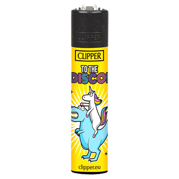 Clipper Feuerzeug Einhorn Slogan TO THE DISCO