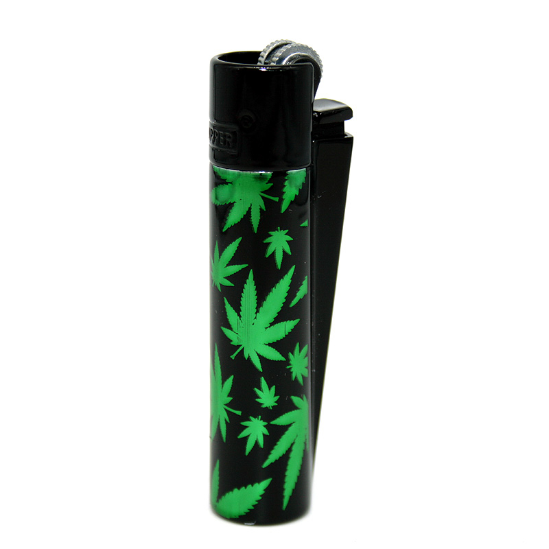 Clipper Feuerzeug Metall Green Leaves schwarz