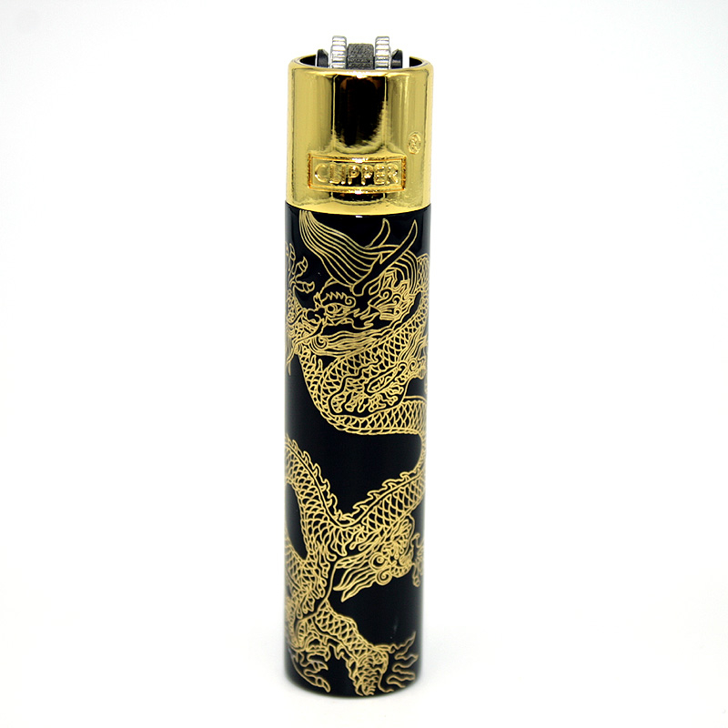 Clipper Feuerzeug Metall Super Dragons gold