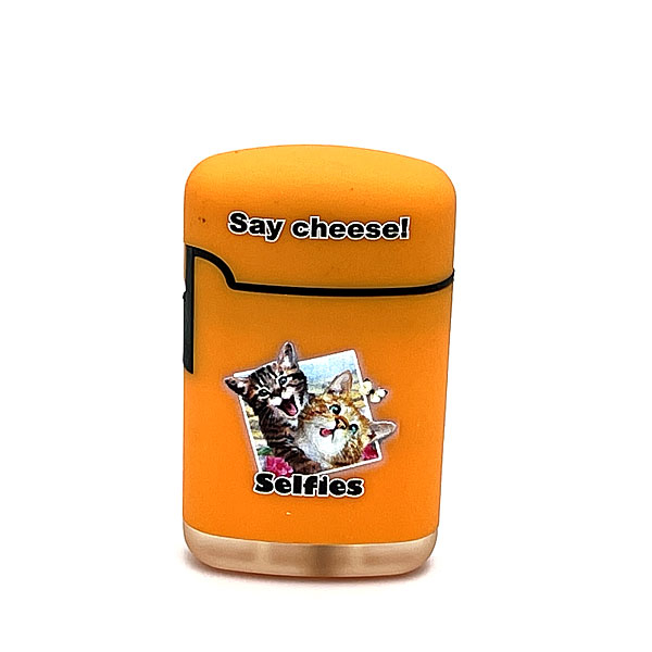 Easy Torch Say Cheese! Katzen Motiv Feuerzeug orange