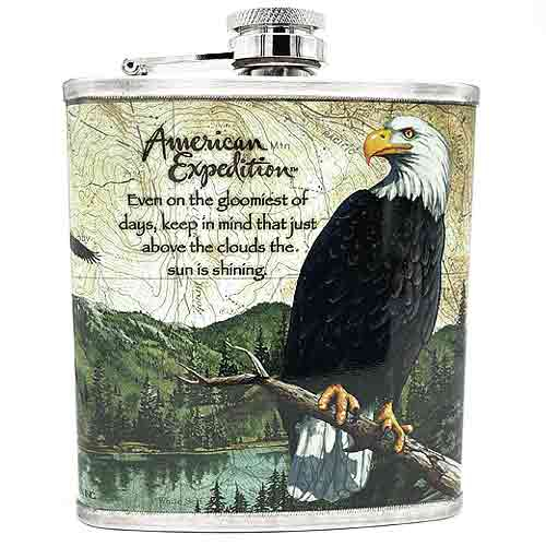 Flachmann Chrom bedruckt - Motiv: Adler 7oz/210ml