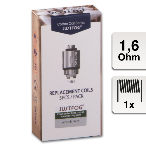 JUSTFOG Coil für Q14, Q16, 1.6 Ohm 5 Stück Verdampferkern