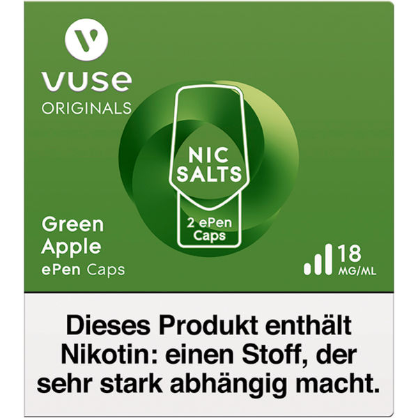 Vuse ePen Caps green apple Nic Salts 18mg Nikotin